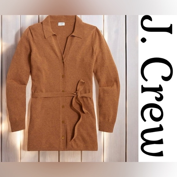 J. Crew Tops - J. Crew Wool-Blend Belted Button Up Long Sleeve Cardigan